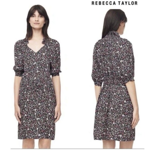 Rebecca Taylor Women’s 8 Lyra Floral Print Silk Dress Multicolored Casual Office - Picture 1 of 9